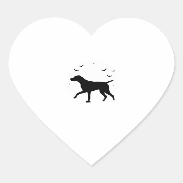 Sticker Cœur Chien à pointer germanique � Halloween Moon Si (Devant)
