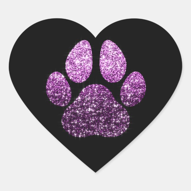 Sticker Cœur Chien Animal de compagnie Paw Purple Étincelle Par (Devant)