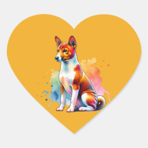Sticker Cœur Chien Basenji