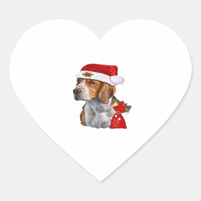 Sticker Cœur Chien beagle Noël T Chemise Chien Famille Noël (Devant)