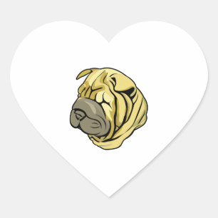 Sticker Cœur Chien chinois Sharpei Brown Shar Pei