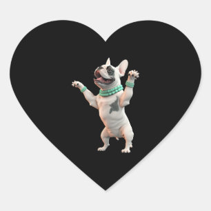 Sticker Cœur Chien dansant drôle et mignon