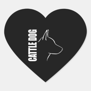 Sticker Cœur Chien de bétail profil chien maman chien