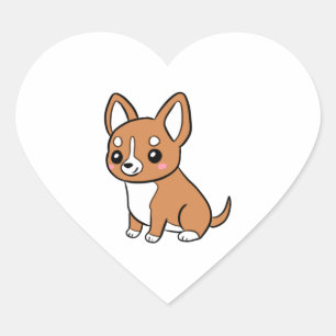 Sticker Cœur Chien de chihuahua joli dessin animé