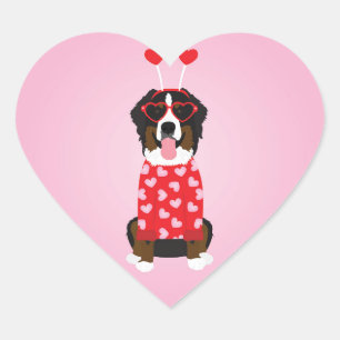 Sticker Cœur Chien de montagne de Saint-Valentin Bernese