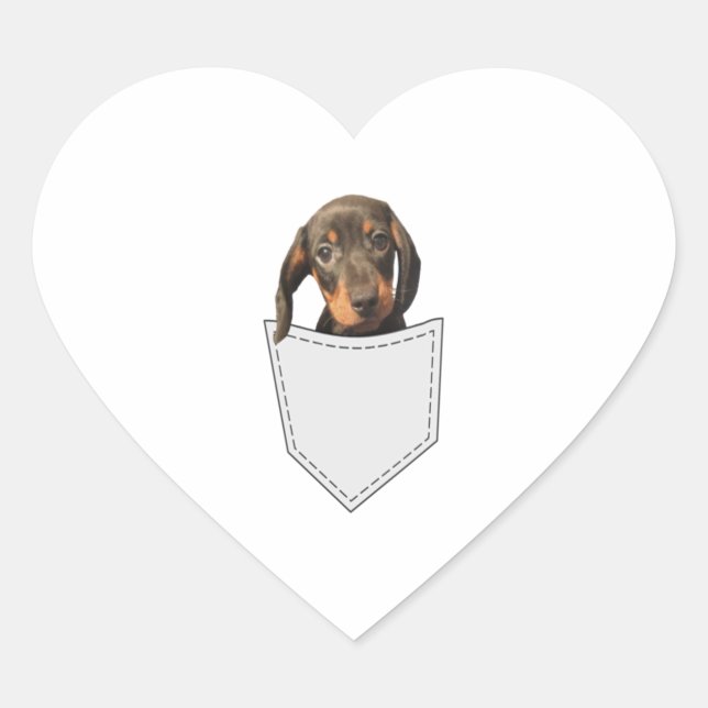 Sticker Cœur Chien de poche Dachshund (Devant)