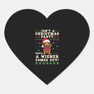 Sticker Cœur Chien de Vienne drôle cool Noël Dachshund Vacances