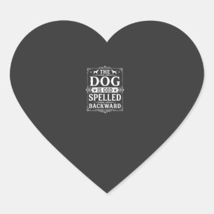 Sticker Cœur Chien Drôle Dieu Écrit à l'Envers