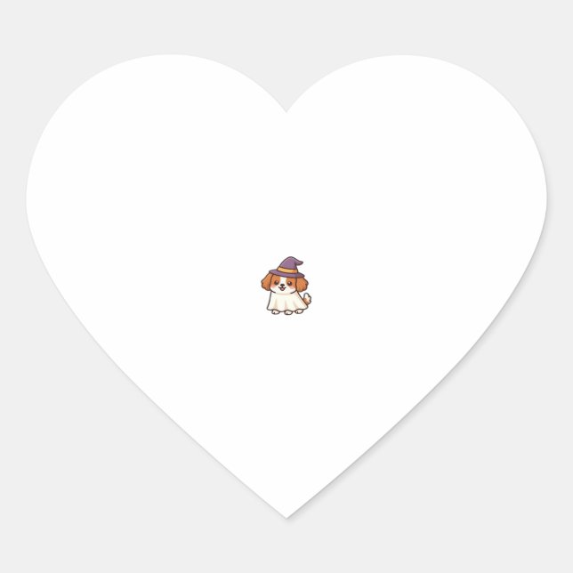 Sticker Cœur � Chien Éffrayant Kawaii Halloween Chiot Classique (Devant)