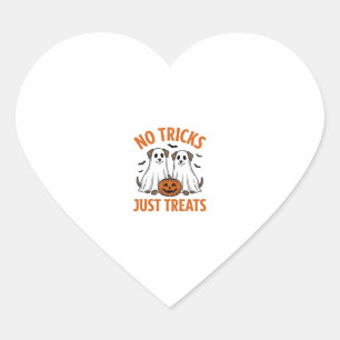 Sticker Cœur Chien fantôme drôle Halloween Pas de farces juste