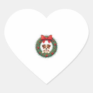 Sticker Cœur Chien mignon Nez Noël Wreath Noël Chien Maman D