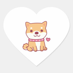 Sticker Cœur Chien mignon Shiba Inu