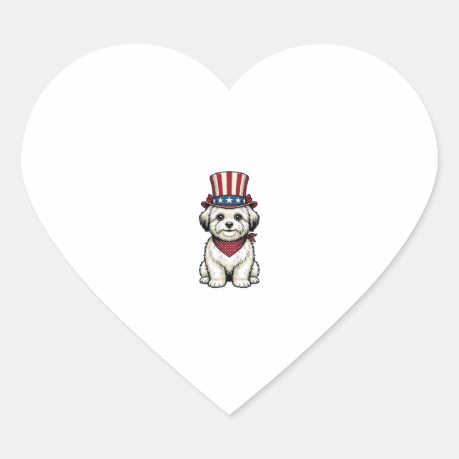 Sticker Cœur Chien Patriotique Gravure Vintage Design Vectoriel (Devant)