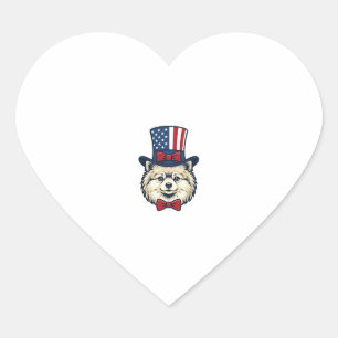 Sticker Cœur Chien patriotique tête gravure vintage vecteur con