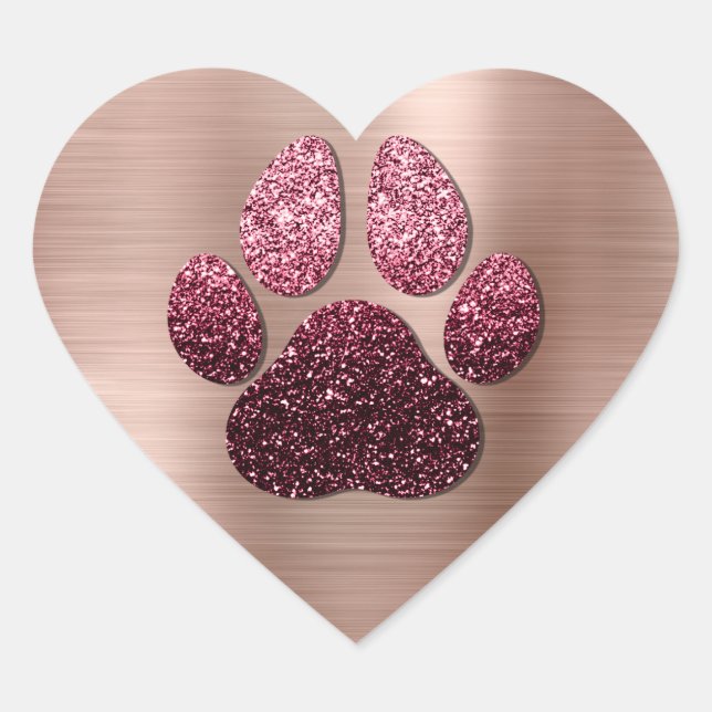 Sticker Cœur Chien Pet Rose Burgund Parties scintillant Étincel (Devant)