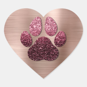 Sticker Cœur Chien Pet Rose Burgund Parties scintillant Étincel