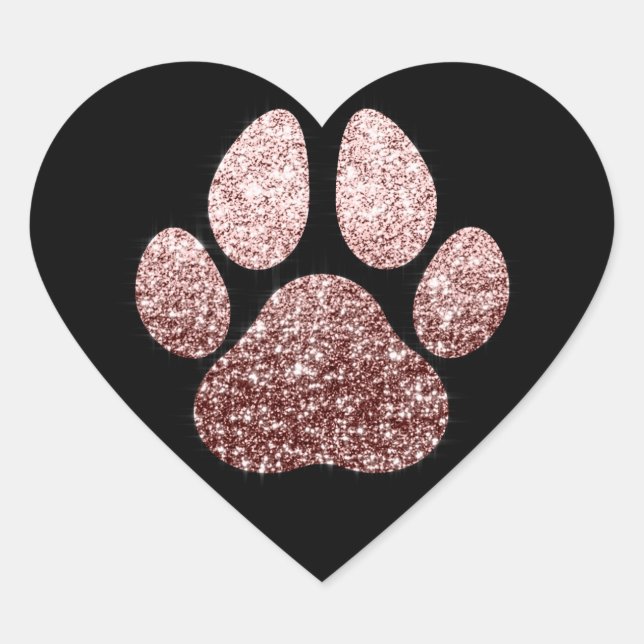 Sticker Cœur Chien Pet Rose Gold Spark Parties scintillant Coeu (Devant)