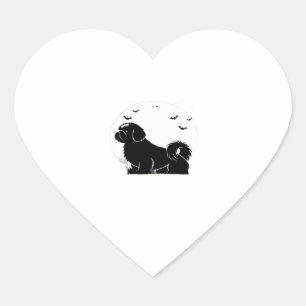 Sticker Cœur Chien Shih Tzu � Halloween Moon Silhouette Classic