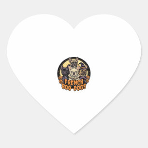 Sticker Cœur Chiens Boo-Français Halloween Design Bouledogue Fr