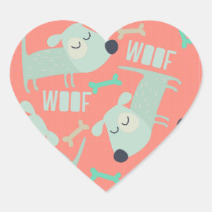 Sticker Cœur Chiens et os de Woof