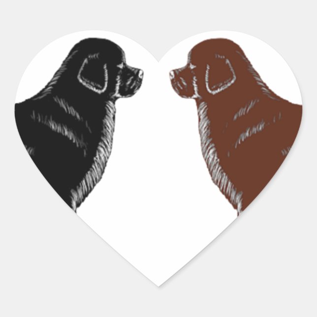 Sticker Cœur Chiens noirs et Brown de Terre-Neuve (Devant)
