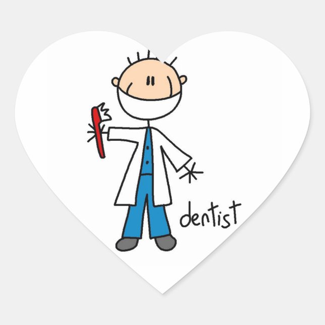 Sticker Cœur Chiffre de bâton dentiste (Devant)