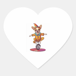 Sticker Cœur Chihuahua clown - Chien de cirque amusant