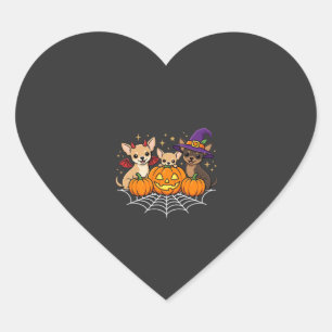 Sticker Cœur Chihuahua Halloween Citrouille Sorcière Chien Desi