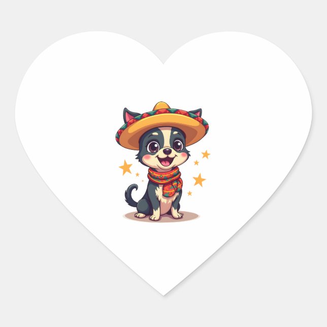 Sticker Cœur Chihuahua Mexique Cinco de Mayo Drôle Chien Copie (Devant)