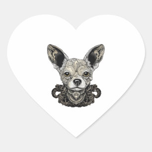 Sticker Cœur Chihuahua Mosaic Geometrical Art Chien