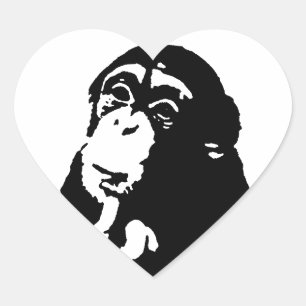Sticker Cœur Chimpanzé Pop Art Thinking