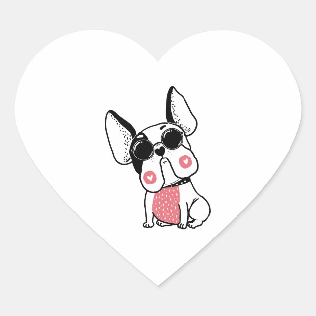 Sticker Cœur chiot mignon (Devant)