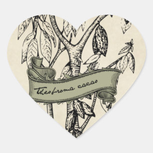 Sticker Cœur Chocolat cru de cacao vintage de Theobroma