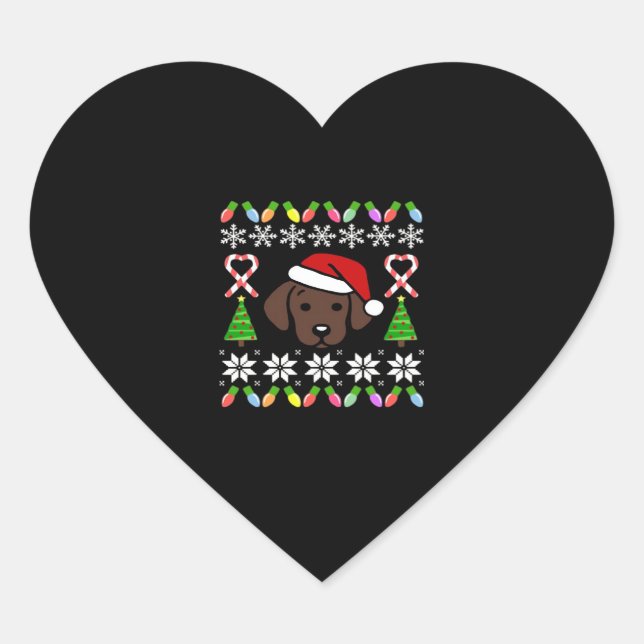 Sticker Cœur Chocolat Labrador Chiot Noël Père Noël surdimensio (Devant)