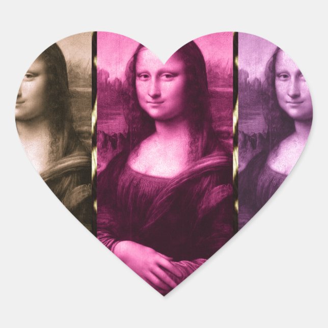 Sticker Cœur Chocolat rose violet Poster de animal Mona Lisa (Devant)