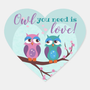 Sticker Cœur Chouette dont vous avez besoin est amour Caricatur