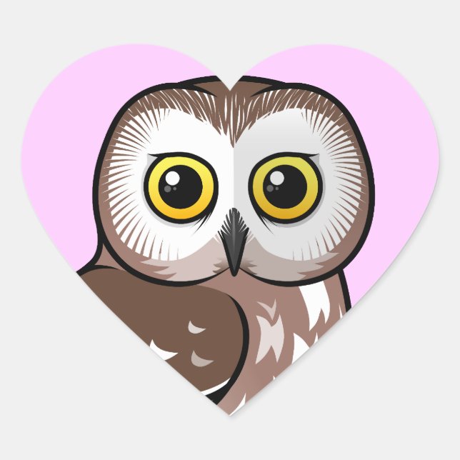 Sticker Cœur Chouette nordique Birdorable (Devant)