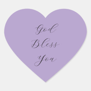 Sticker Cœur Christian 'Dieu vous bénisse' Noir Script Violet 