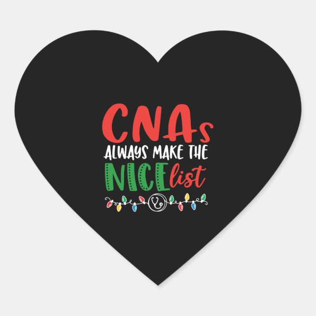Sticker Cœur Christmas CNA cnas always make nice list (Devant)