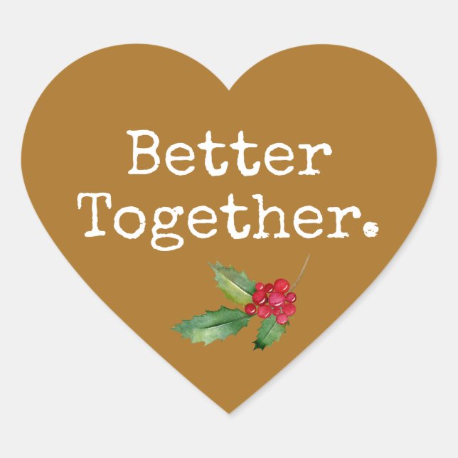 Sticker Cœur Christmas Holly Better Together Gold Heart (Devant)