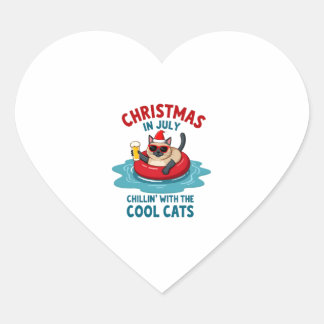 Sticker Cœur Christmas In July Daddy Mommy Chillin With The Sia