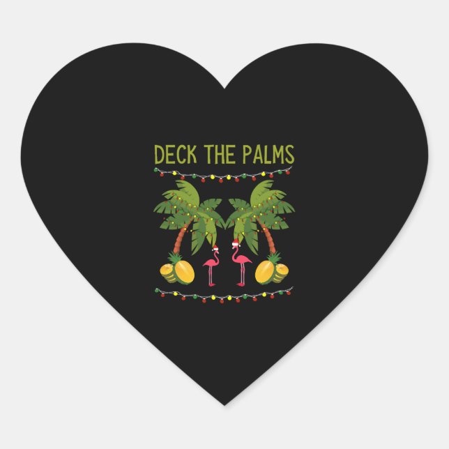 Sticker Cœur Christmas Palm Tree With Holiday Lights and (Devant)