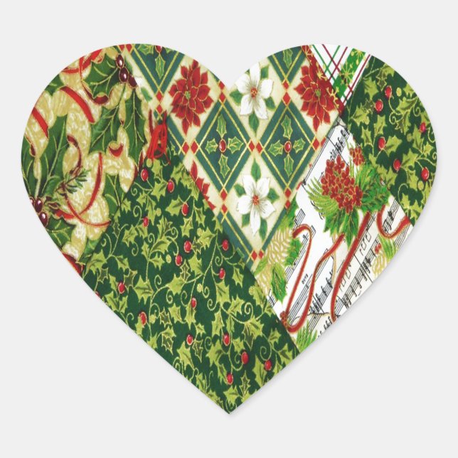 Sticker Cœur Christmas Quilt Background (Devant)
