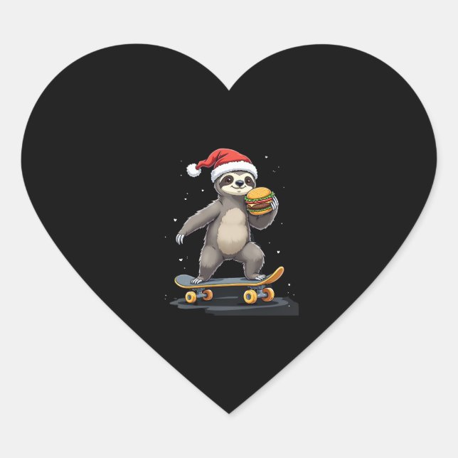 Sticker Cœur CHRISTMAS SLOTH Funny Christmas Skateboard Sloth (Devant)