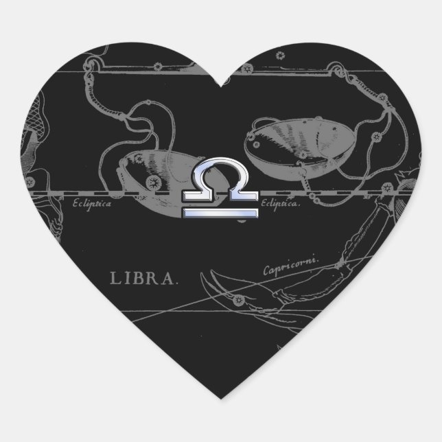 Sticker Cœur Chrome Argent comme Libra Zodiac Connexion Heveliu (Devant)