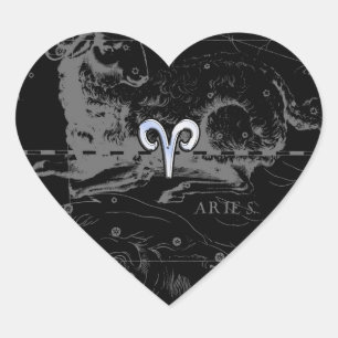 Sticker Cœur Chrome comme Aries Zodiac Connexion Hevelius Black