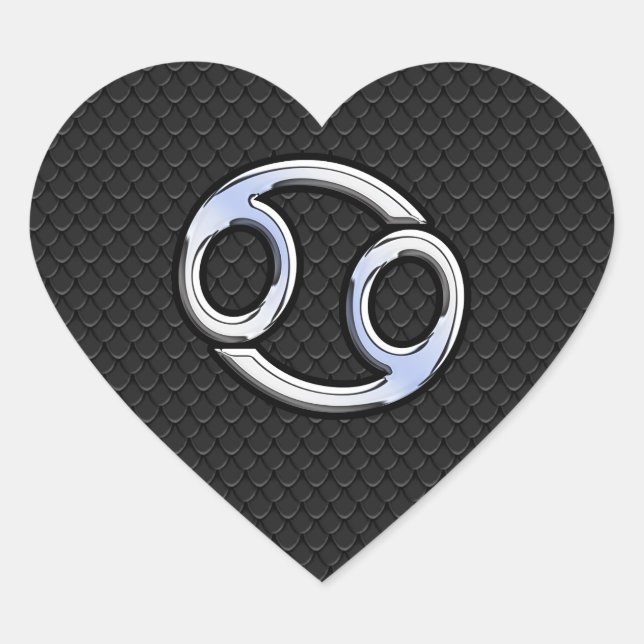 Sticker Cœur Chrome comme cancer Symbole Zodiaque sur le style  (Devant)