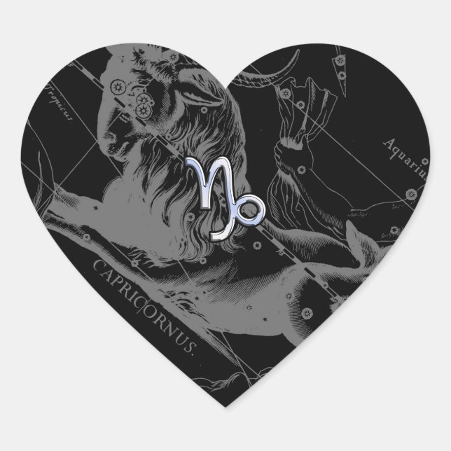 Sticker Cœur Chrome comme Capricorn Zodiac Connexion Hevelius 1 (Devant)
