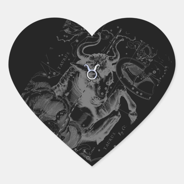 Sticker Cœur Chrome comme Taurus Zodiac Connexion Hevelius (Devant)