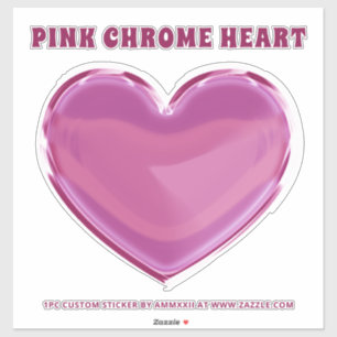 Sticker Coeur Chrome rose